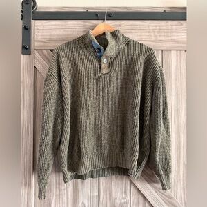 Vintage Weatherproof Men's Olive Zip Up Sweater